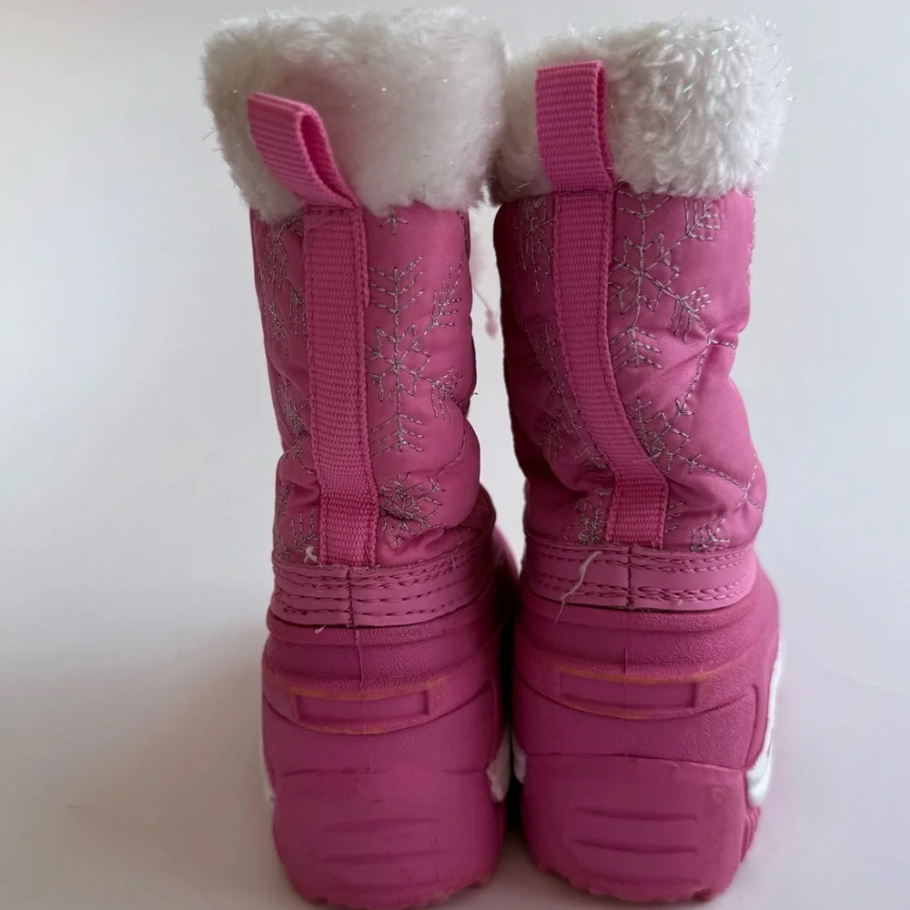 Boot Pink Snowflake pattern With Zipper Size 5 Insoles Of DuPont Thermo Lite